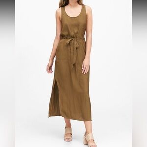 Banana Republic | Dresses | Banana Republic Cindered Olive Green Utility  Maxi Dress Tie Waist | Poshmark